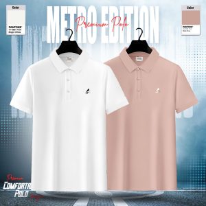 2pcs Luxury polo t-shirt (Bright White+Misty Rose)