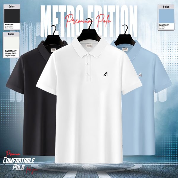 3pcs Luxury polo t-shirt (White,Black,Sky)